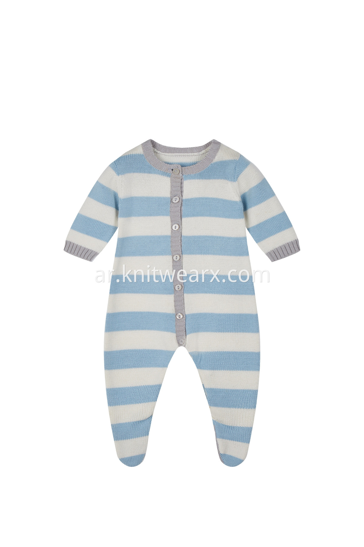 Baby's Lightweight Footed Pajamas Button Closure Crew Neck Sweater